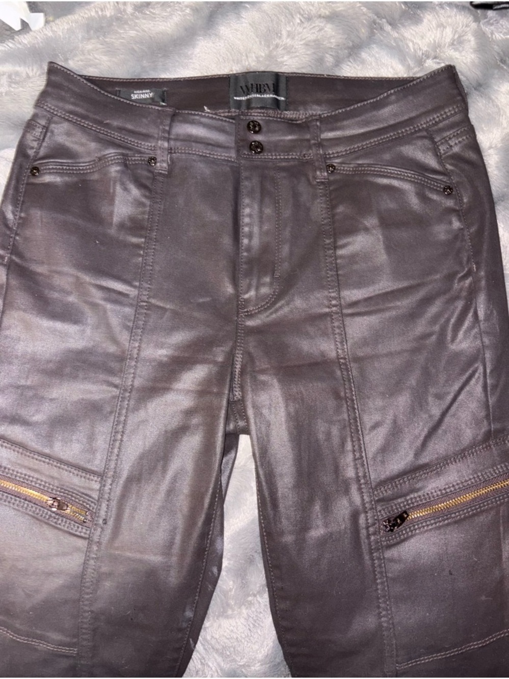 White House Black Market brown leather High-Rise Skinny Jeans size 4